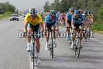Alessandro Petacchi in azione con la maglia di leader del Giro della Turchia