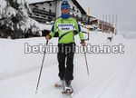 Ivan Basso con le ciaspole al Passo San Pellegrino