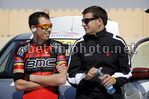 Alessandro Ballan con John Lelangue prima del via