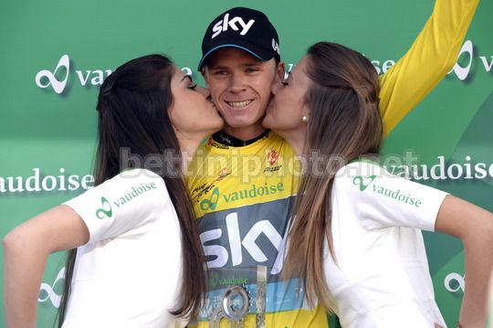 Chris Froome sul podio del Giro di Romandia 2014