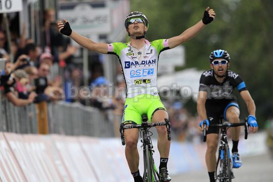 Giro d'Italia 2014 - 14^ Tappa: Agliè - Oropa - Battaglin, sfinito, conquista Oropa: doppietta Bardiai-CSF. Alle sue spalle Dario Cataldo. © bettiniphoto